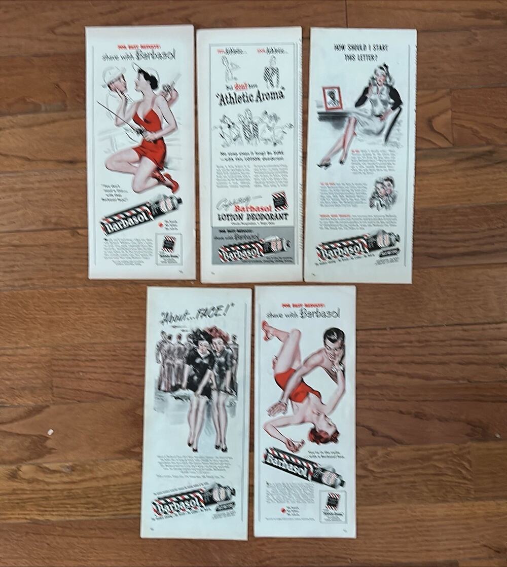 5 Print Ads Barbasol Shaving Cream Original Ad 1940s